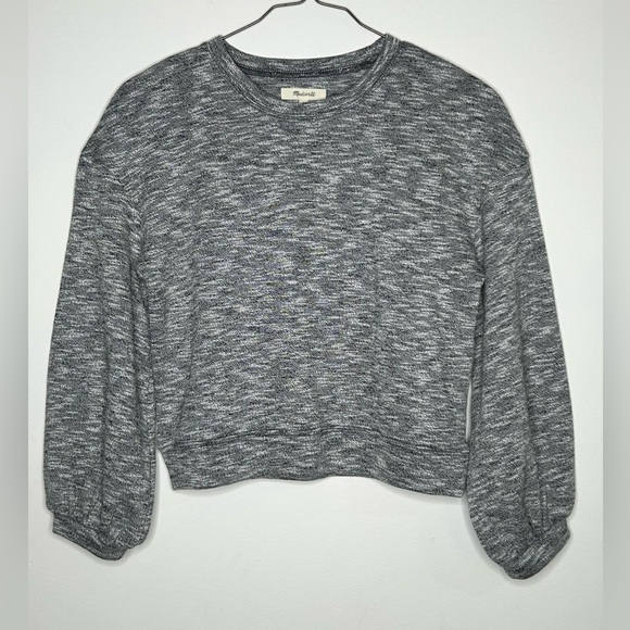Madewell Textured Crew Neck Sweatshirt Heather Coal Size Small Cotton Office - Picture 3 of 12